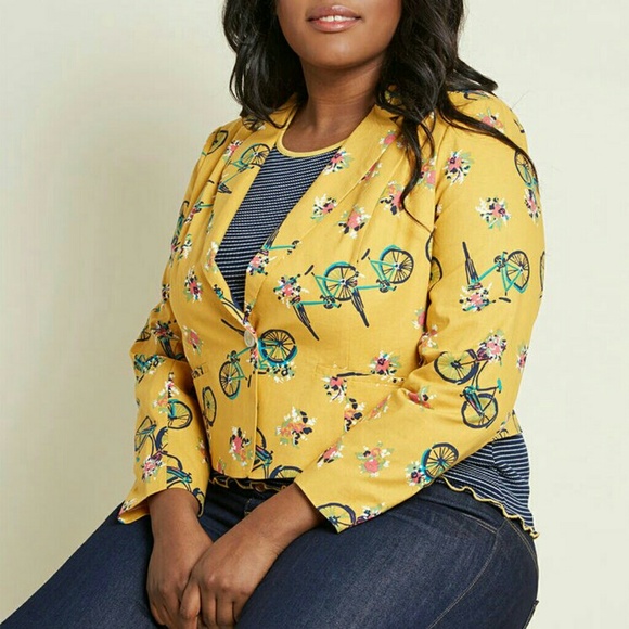 NWOT Modcloth Cropped Print Blazer Size 2X - Picture 1 of 4